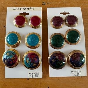 Six pairs of enamel swirl funky post earrings